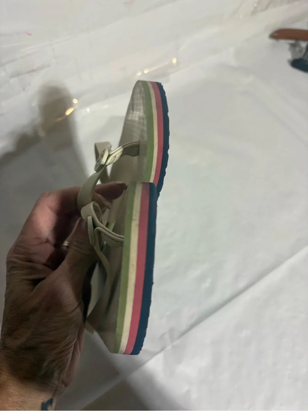 Tory Burch Cream Logo Thong Sandals